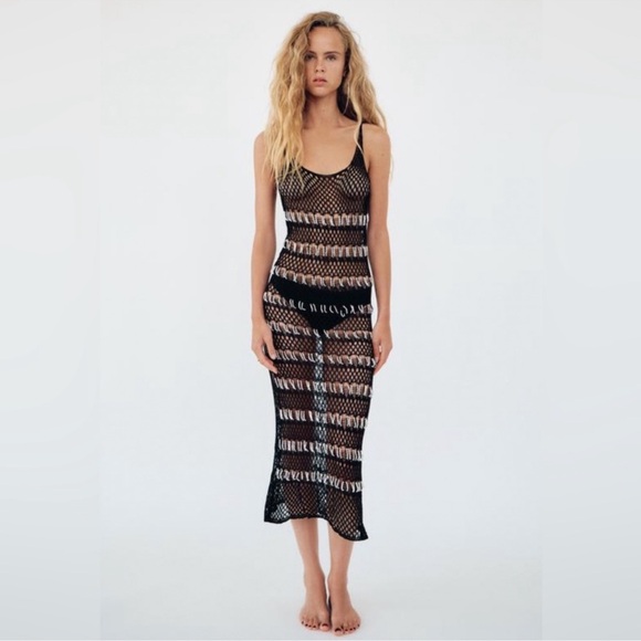 Zara Dresses & Skirts - NWT Zara Woman BEADED MESH DRESS Size S Small